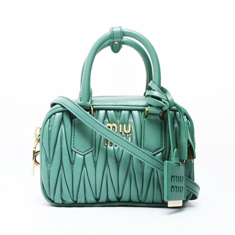 Miu Miu アルカディ マテラッセレザー 2WAY ハンドバッグ グリーン
